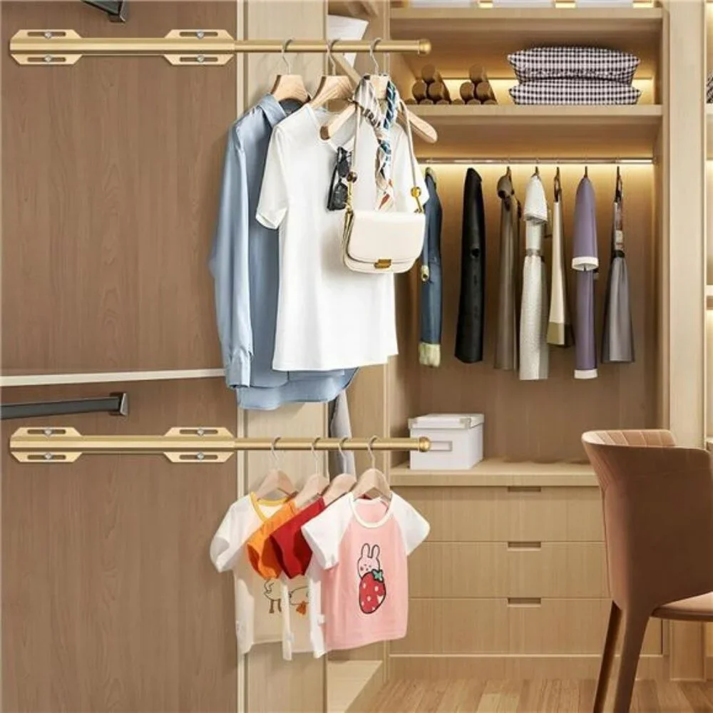 Pull Out Closet Valet Rod Heavy Duty Retractable Clothes Hanger for Suits Shirts